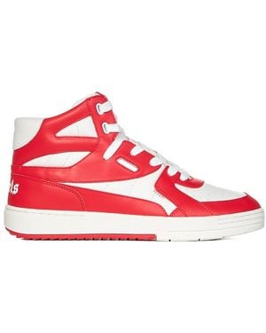 Palm Angels College High-Top Leather Sneakers - Red