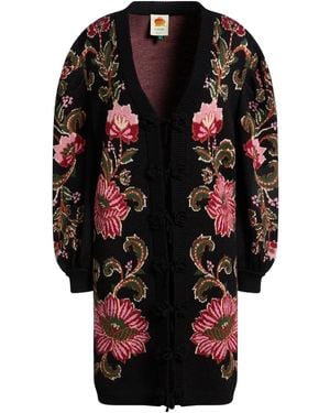 FARM Rio Floral-Print Cardigan - Black