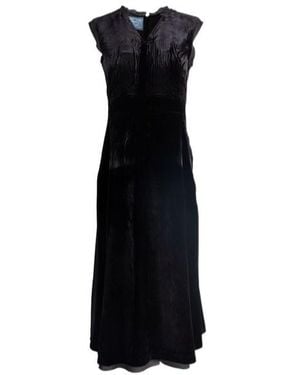 Prada Floral-Jacquard Sleeveless Dress - Black