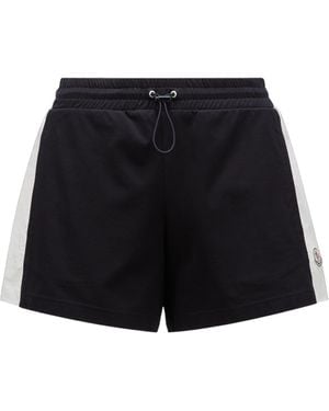 Moncler Logo Patch Drawstring Jersey Shorts - Black