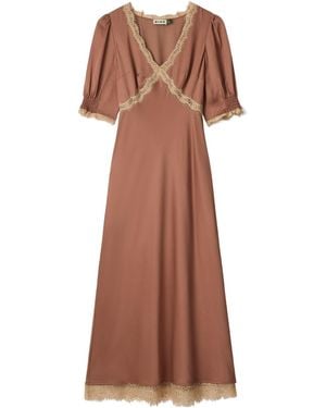 RIXO London V-Neck Dress - Brown