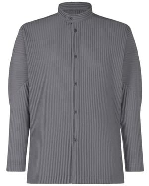 Homme Plissé Issey Miyake Long-Sleeved Pleated Shirt - Grey
