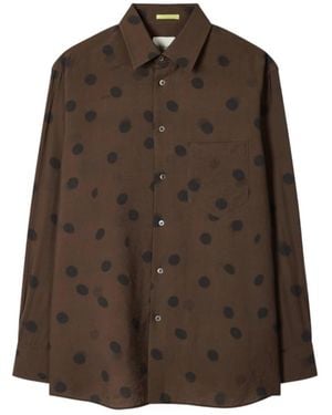 Paul Smith Shadow Polka Viscose-Wool Shirt - Brown