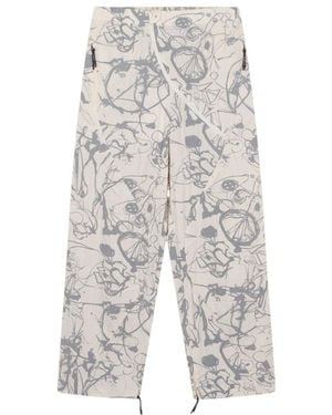 McQ Abstract-Print Straight-Leg Pants - Gray