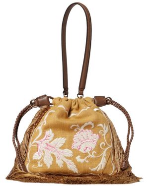 Etro Kalispera Embroidered Fringe Shoulder Bag - Metallic