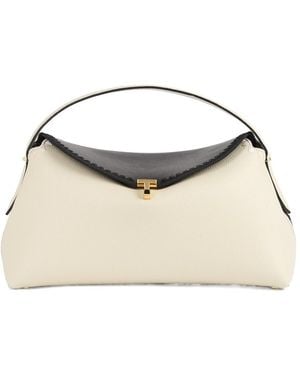 TOTEME Totême T-Lock Embroidered Two-Toned Shoulder Bag - Natural