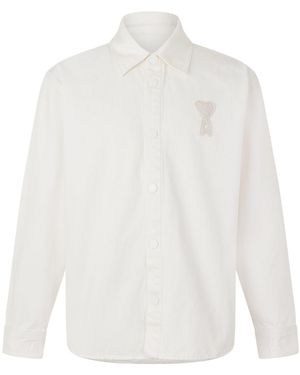 Ami Paris Knitted Long-Sleeve Shirt - White