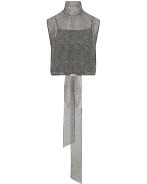 Gucci Sleeveless Bow-Detail Blouse - Gray