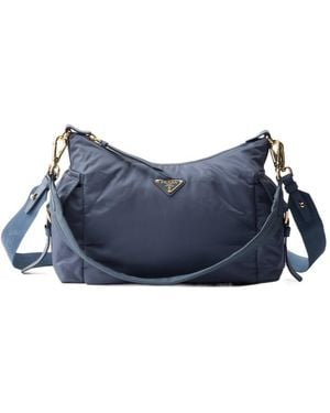 Prada Explore Large Re-Nylon And Leather Bag - Blue