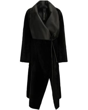 Blancha Wrap Panel Long Coat - Black