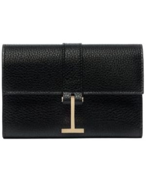 Tom Ford Grain Leather Kara Compact Wallet - Black