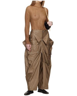 Issey Miyake Pleated Turtleneck Blouse - Brown