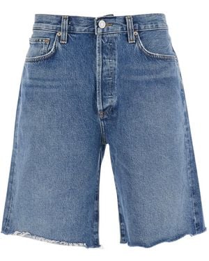 Agolde Anson Raw-Hem Denim Shorts - Blue