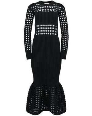 McQueen A Medium-Length Knitted Mesh Dress - Black