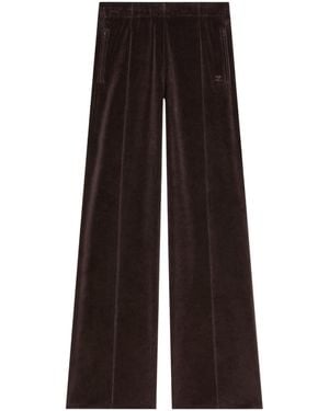 Courreges Pintucked Velvet Track Trousers - Brown