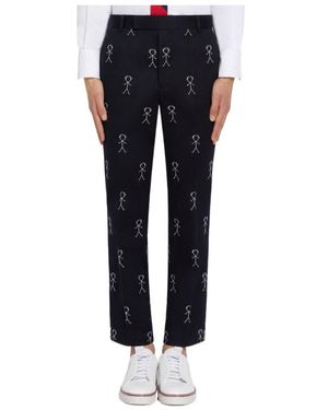 Thom Browne Logo Details Casual Trousers - Blue
