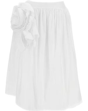 Simone Rocha Floral-Motifed Pleated Midi Skirt - White