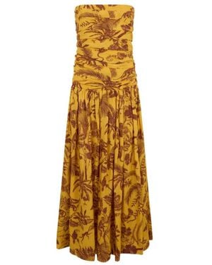 ALÉMAIS Ruched Strapless Printed Dress - Metallic