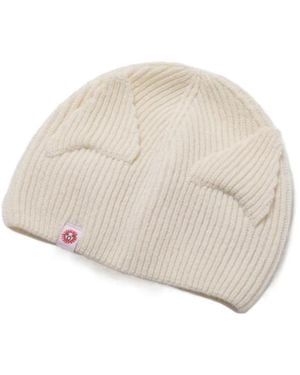 charlesjeffreyloverboy Ribbed Knit Hat With Ears - White