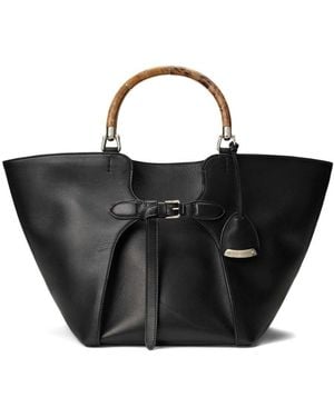 Ralph Lauren Medium Leather Tote Bag - Black