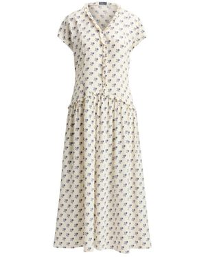 Polo Ralph Lauren Ruffled Floral Midi Dress - White