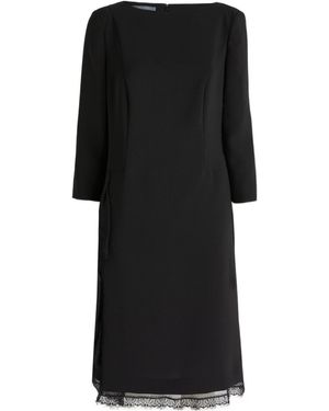 Alberta Ferretti Lace-Trim Round-Neck Dress - Black