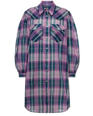 Isabel Marant Britany Checked Cotton Shirt Dress - Blue