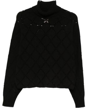 Semicouture Openwork Turtleneck Jumper - Black