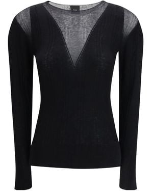 Pinko V-Neck Knitted Top - Black
