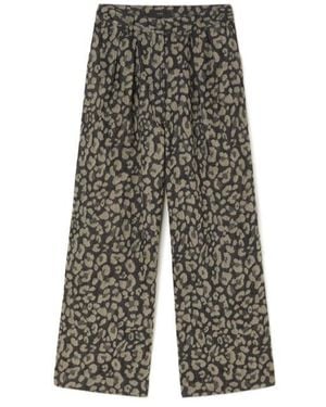 Alanui Seattle Pleated Leopard-Print Jeans - Gray