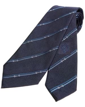 Gucci Diagonal Horsebit Silk Jacquard Tie - Blue