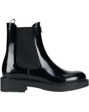 Prada Round-Toe Short Boots - Black