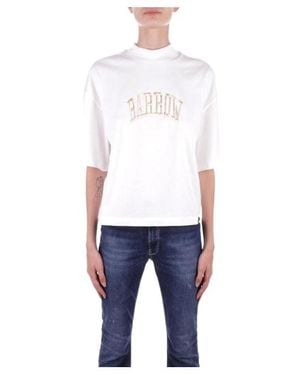Barrow Logo-Embroidered Cropped T-Shirt - Blue