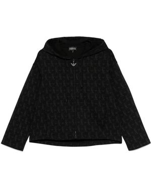 Emporio Armani Logo-Print Hoodie - Black