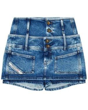 DIESEL Double-Waistband Denim Skort - Blue