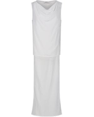P.A.R.O.S.H. Drape Detailed Sleeveless Dress - White