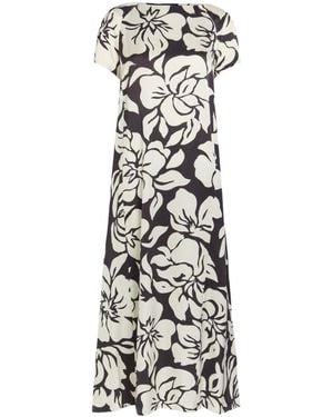 Dries Van Noten Floral-Print Satin Midi Dress - White