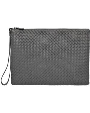 Bottega Veneta Intrecciato Clutch Bag - Grey