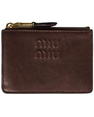 Miu Miu Nappa Leather Card Holder - Brown
