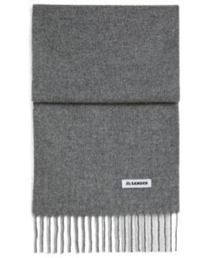 Jil Sander Slim Wool Scarf - Grey