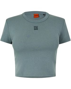 BOSS Cotton Cropped Tshirt - Blue