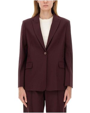 Alysi Peak-Lapels Straight Hem Blazer - Purple