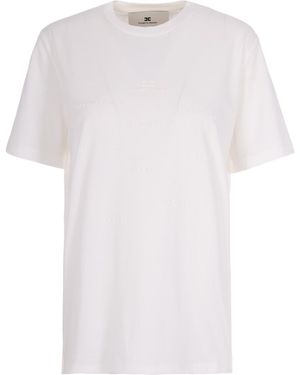 Elisabetta Franchi Short-Sleeved Crewneck T-Shirt - White