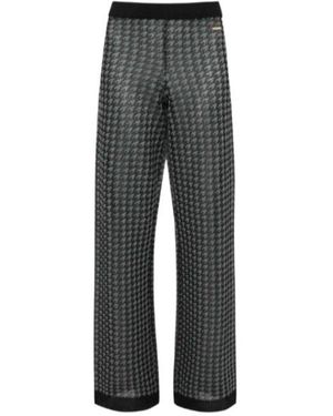 JW Anderson Check-Pattern Logo-Plaque Pants - Gray