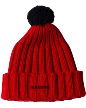 Miu Miu Cashmere Beanie - Red