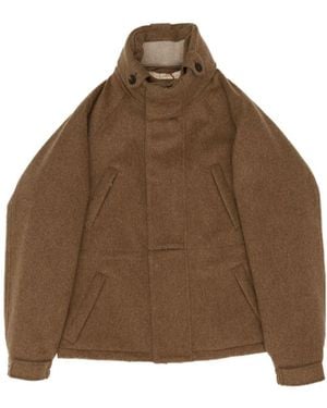 Loro Piana High Neck Button Detailed Coat - Brown