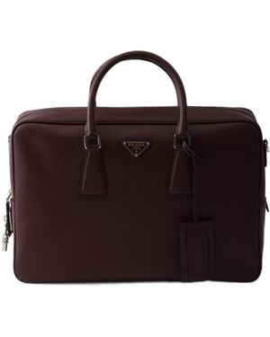 Prada Saffiano Leather Work Bag - Brown