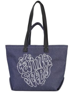 See By Chloé Je T'Aime Denim Tote Bag - Blue