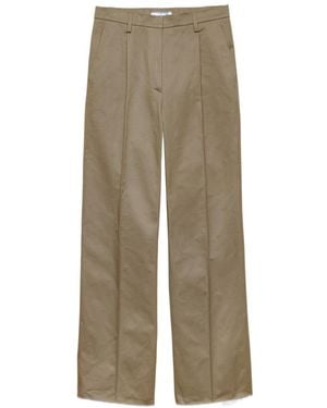 Prada Pleated Straight-Leg Trousers - Natural
