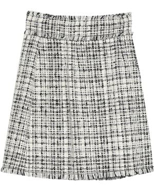Dolce & Gabbana Colorblock Tweed Aline Skirt - White